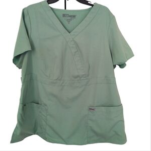 Grey's Anatomy Barco Scrub Top Sz XL Medical Vet Nurse Green Pockets V-Neck-341